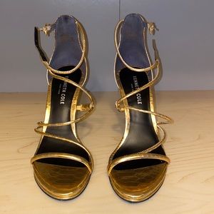 Kennth Cole Bryanna (strappy) gold stilettos